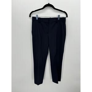Theory Womens Treeca Classic Suit Pants Sz 2 Navy Blue Virgin Wool Career Office